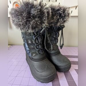 Kamik Snow Gypsie Blue Winter Snow Boots with Faux Fur Trim Toddler Size 8
